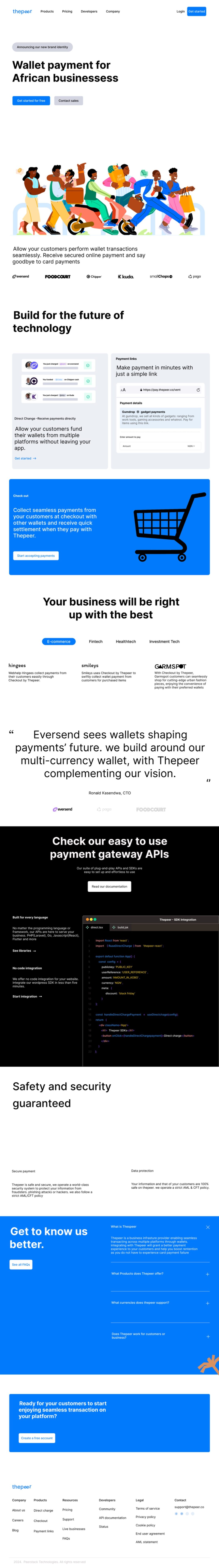 Thepeer fintech wallet website