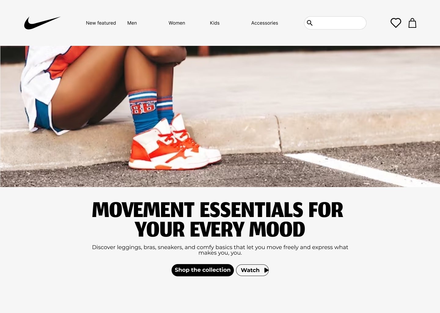 Nike Movement Essentials landing page