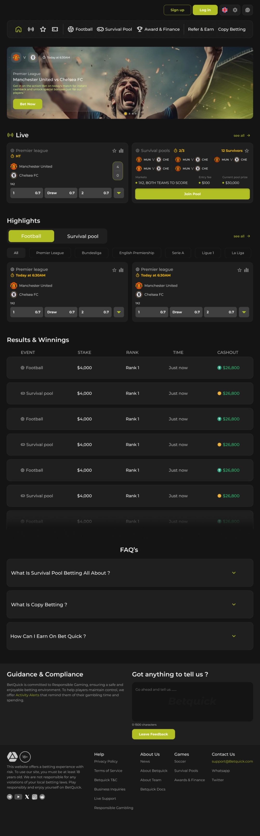 BetQuick sports betting platform
